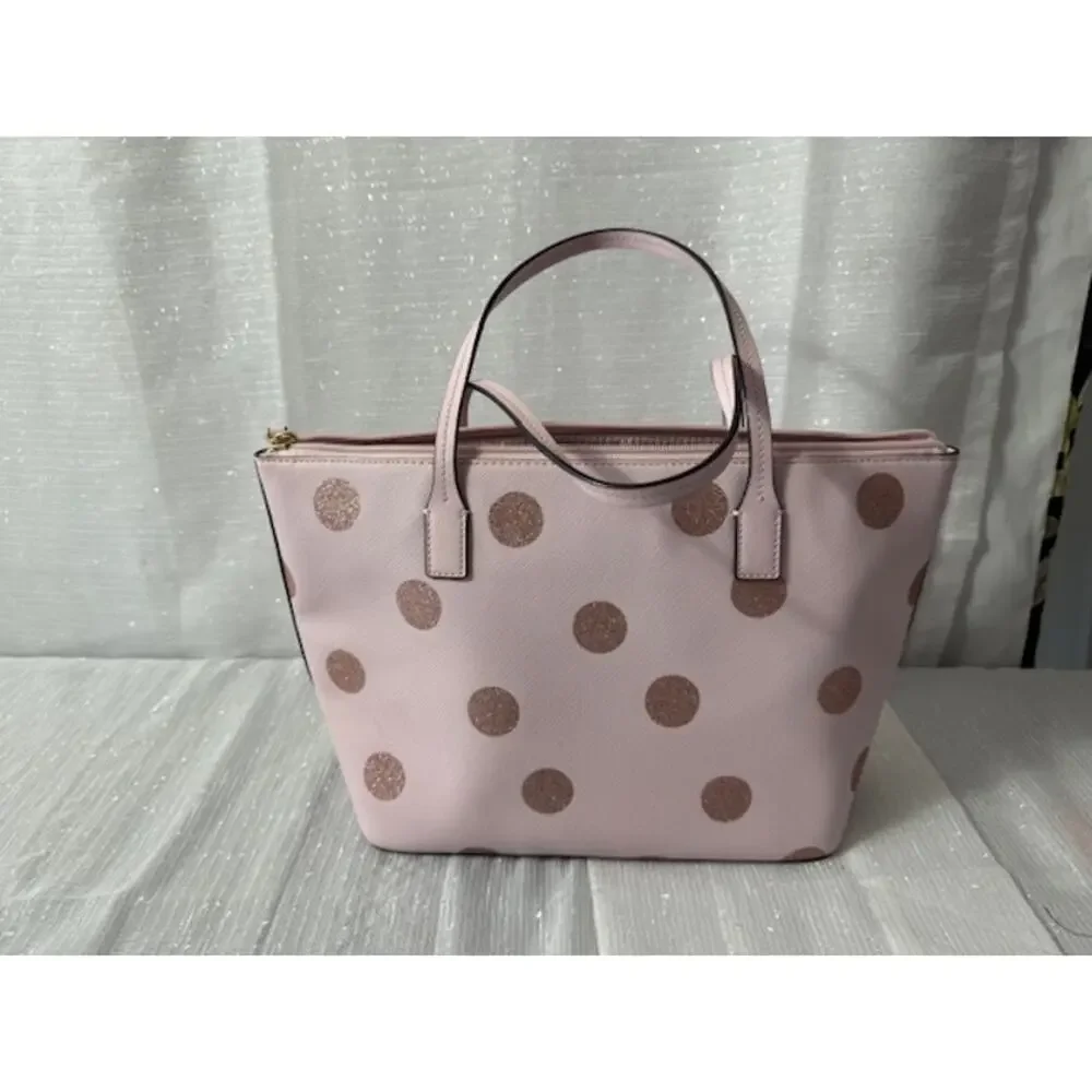 KATE SPADE TOTE LIGHT PINK WITH PINK GLITTER DOTS - Picture 3 of 7
